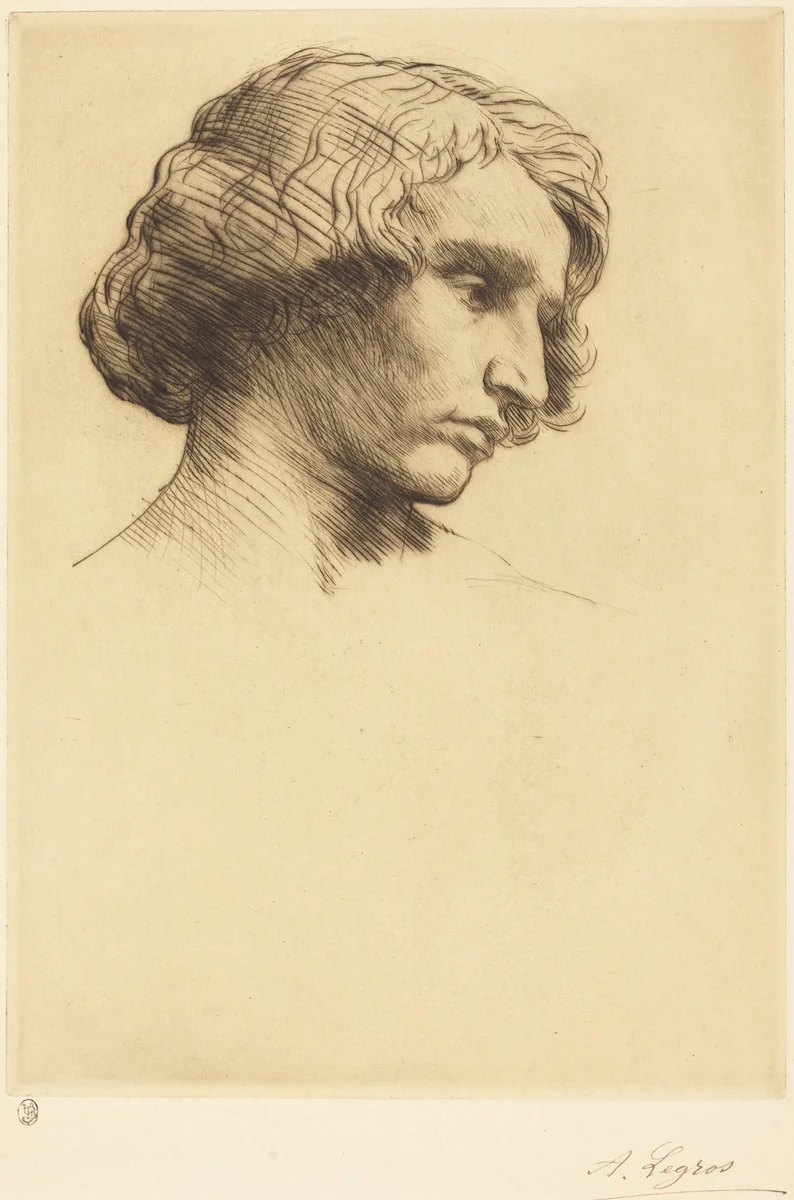 Head of a Man (Tete d'homme) by Alphonse Legros, print, 1877