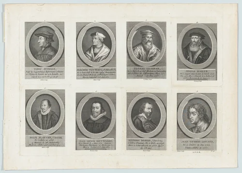 Eight Portraits by Hubert, print, 1740-1836