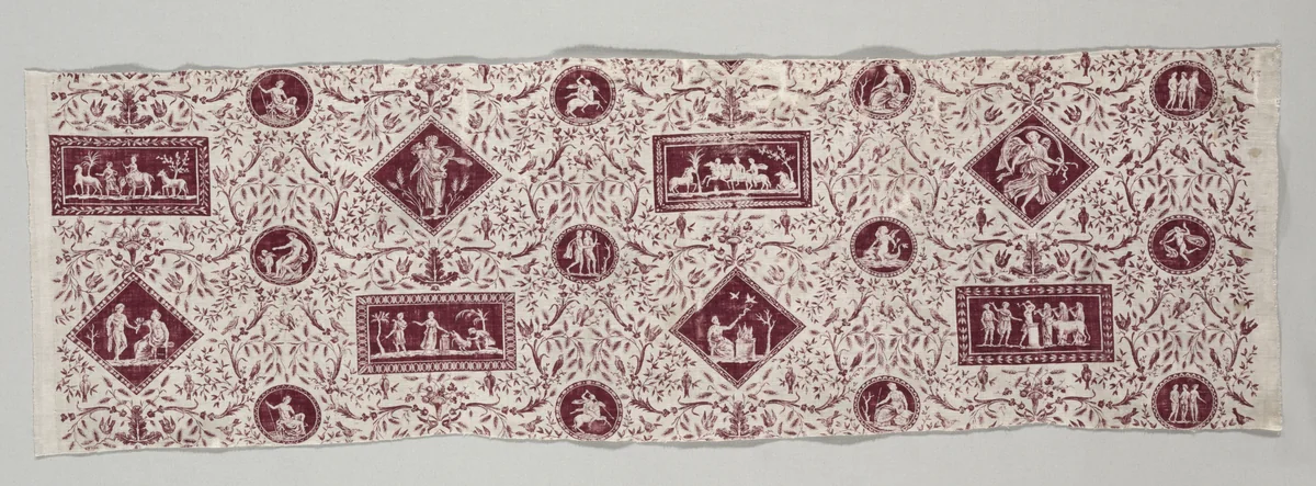Strip of Copperplate Printed Cotton by Christophe Philippe Oberkampf, textile, 1795-1799