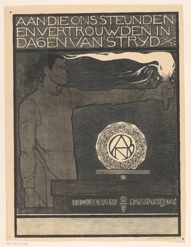 Man die een fakkel vasthoudt by Richard Nicolaüs Roland Holst, print, 1904