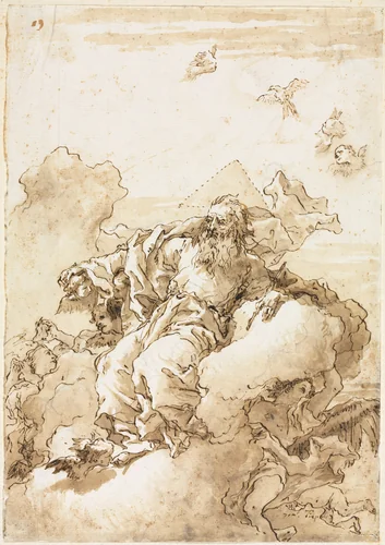 God the Father with Symbol of the Trinity by Giovanni Domenico Tiepolo, drawing, 1758-1768