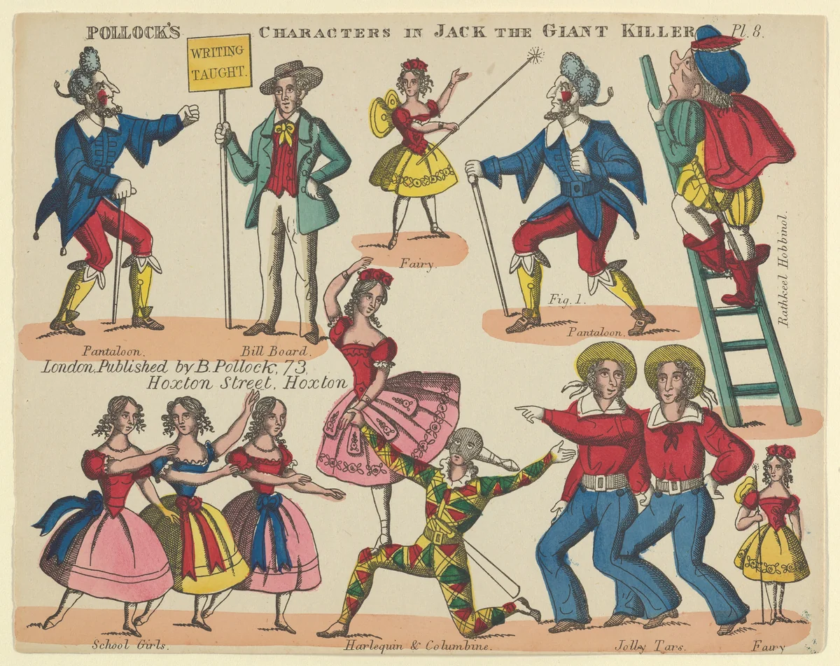 Characters, from Jack and the Giant Killer, Plate 8 for a Toy Theater by Benjamin Pollock, print, 1870-1890