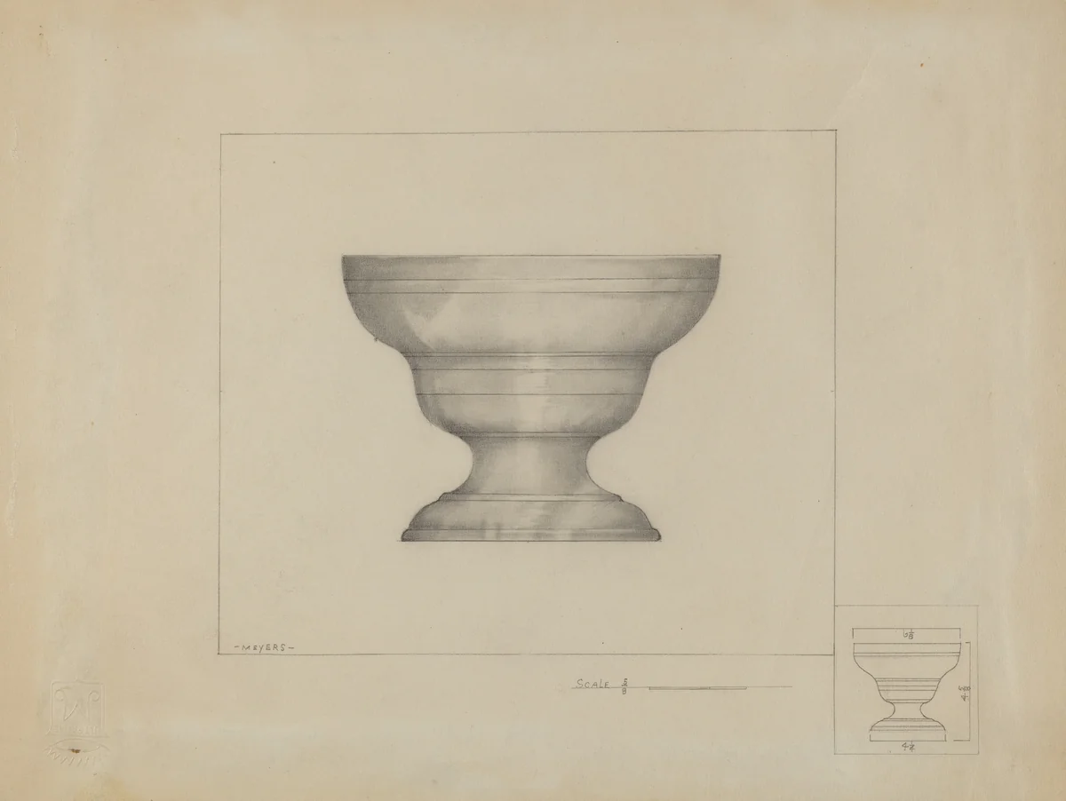 Pewter Bowl by Henry Meyers, index of american design, 1936