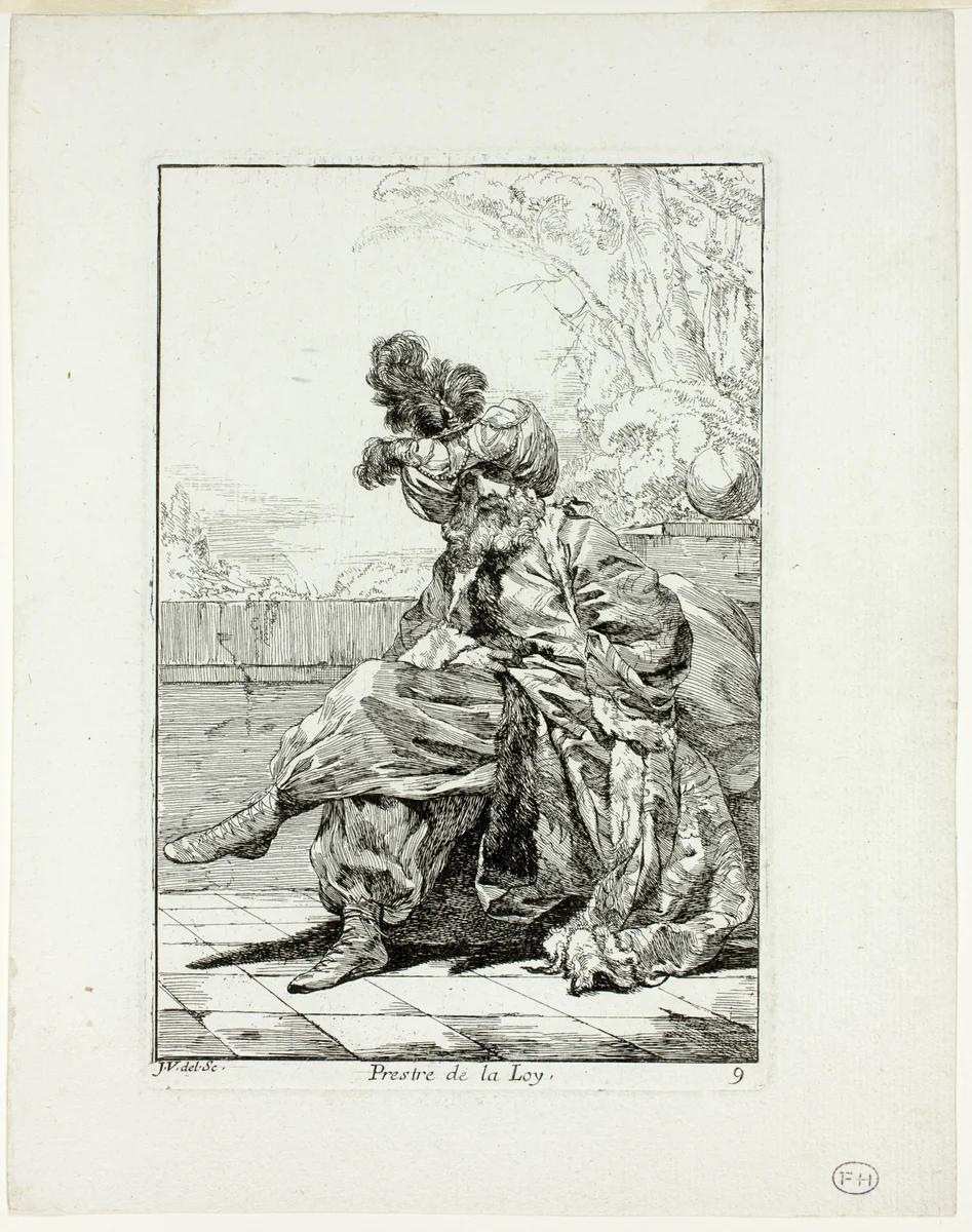 Prestre de la Loy, plate nine from Caravanne du Sultan à la Mecque by Joseph-Marie Vien, print, 1748