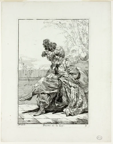 Prestre de la Loy, plate nine from Caravanne du Sultan à la Mecque by Joseph-Marie Vien, print, 1748