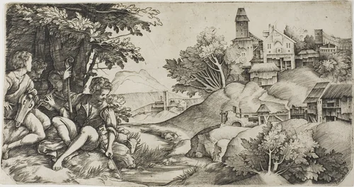 Shepherds in a Landscape by Giulio Campagnola
Domenico Campagnola, print, 1512-1522