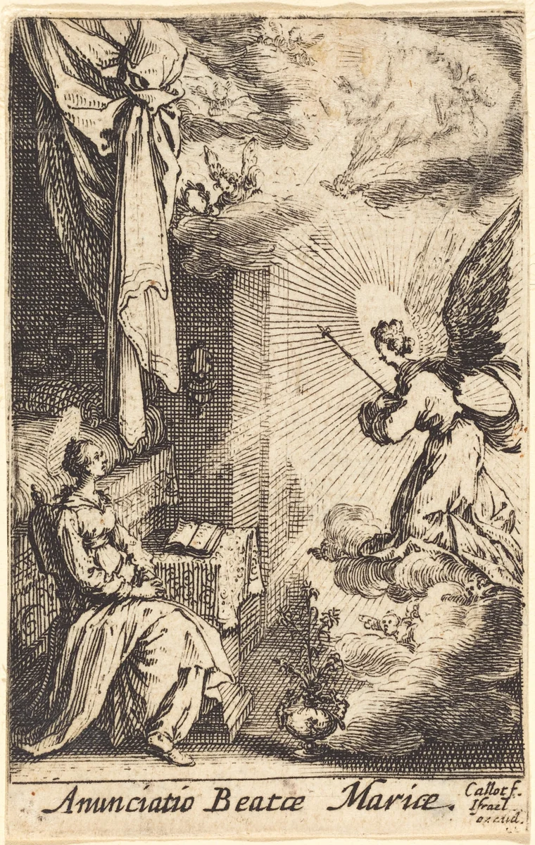 The Annunciation by Jacques Callot, print, 1628-1638