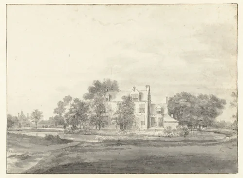 View of Huis Broekhuizen, Seen from the North-west by Roelant Roghman, drawing, 1646-1647