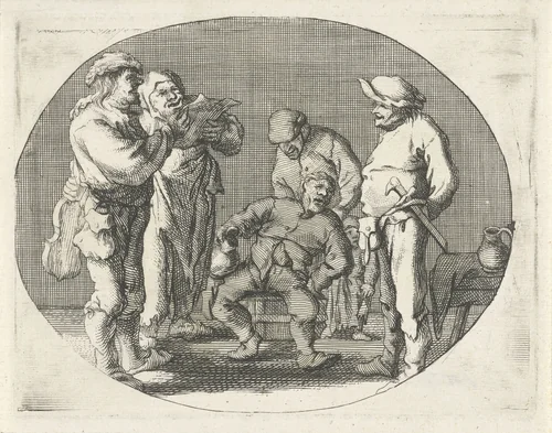 Zingend boerengezelschap by Cornelis A. Hellemans, print, 1650-1699