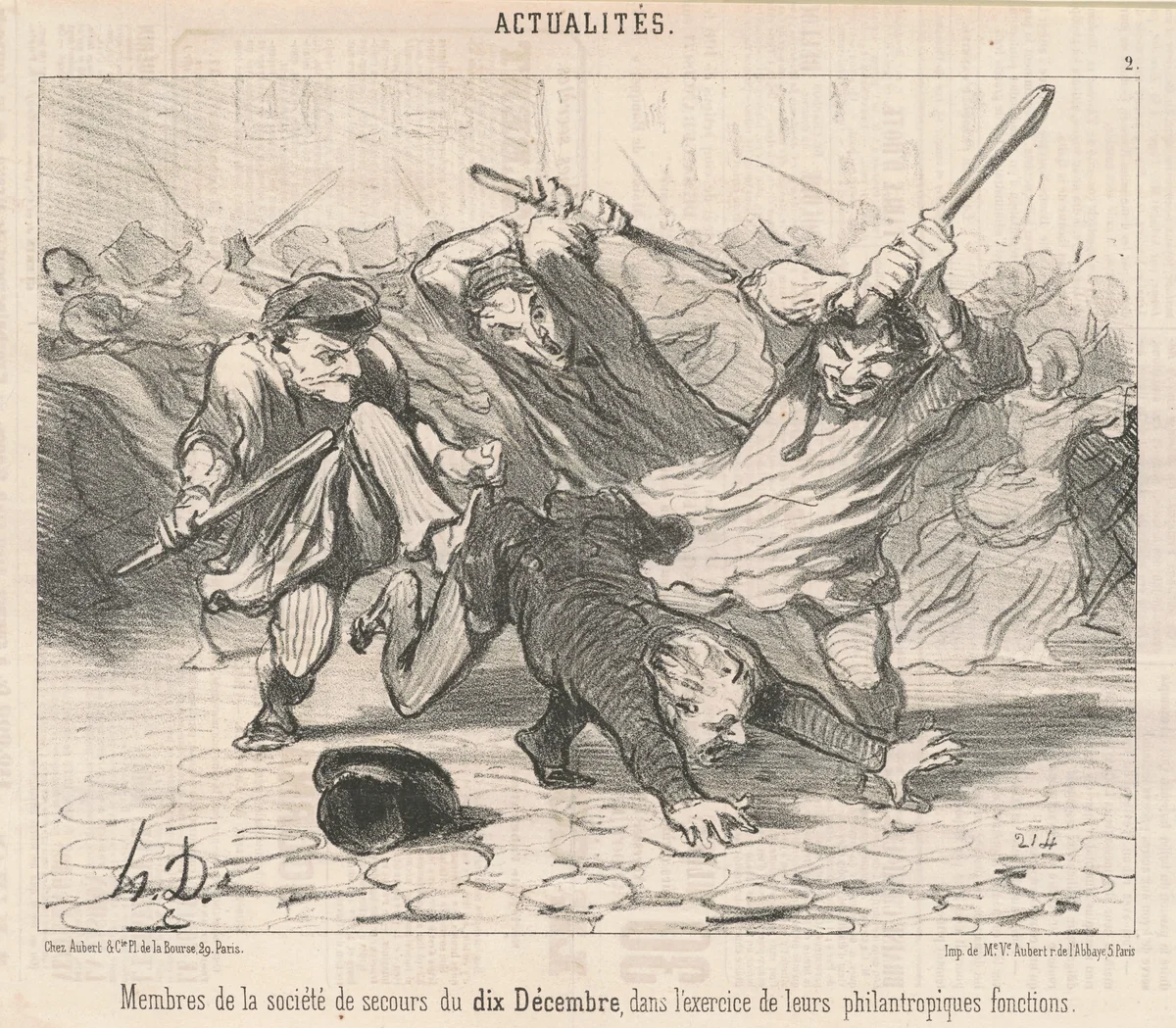 Membres de la société de secours du Dix-Décembre ... by Honoré Daumier, print, 1850