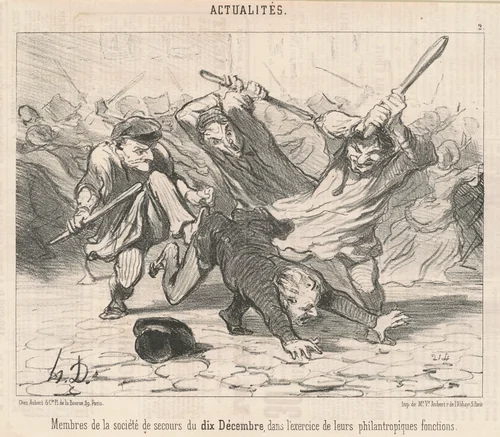 Membres de la société de secours du Dix-Décembre ... by Honoré Daumier, print, 1850