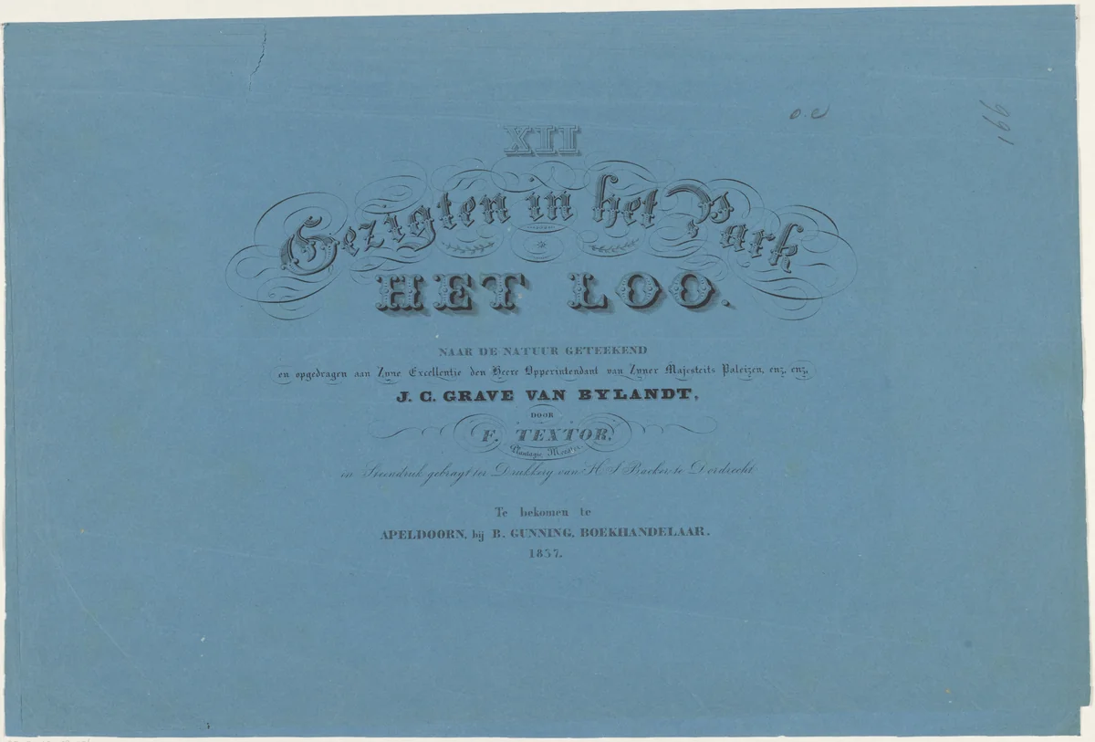 Titelprent voor een serie over Park Het Loo by anonymous, print, 1822-1845
