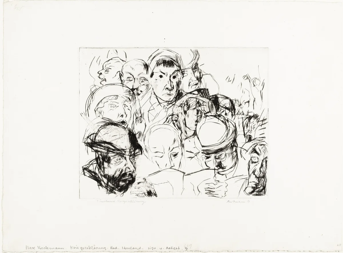 Declaration of War (Die Kriegserklärung) by Max Beckmann, print, 1914