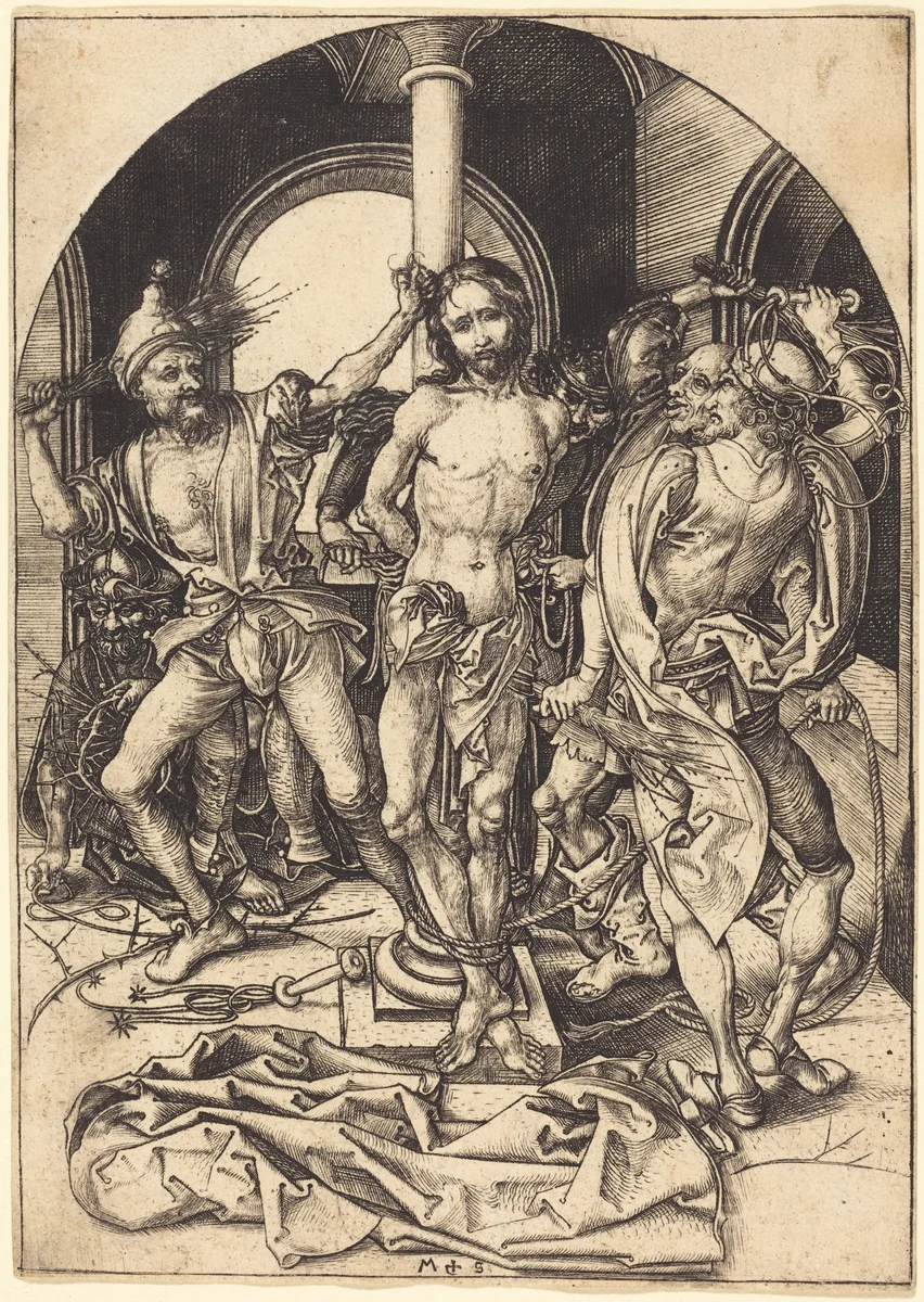 The Flagellation by Martin Schongauer, print, 1480