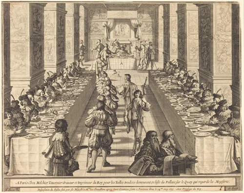 Banquet Given by the King to the New Knights by Abraham Bosse, print, 1633