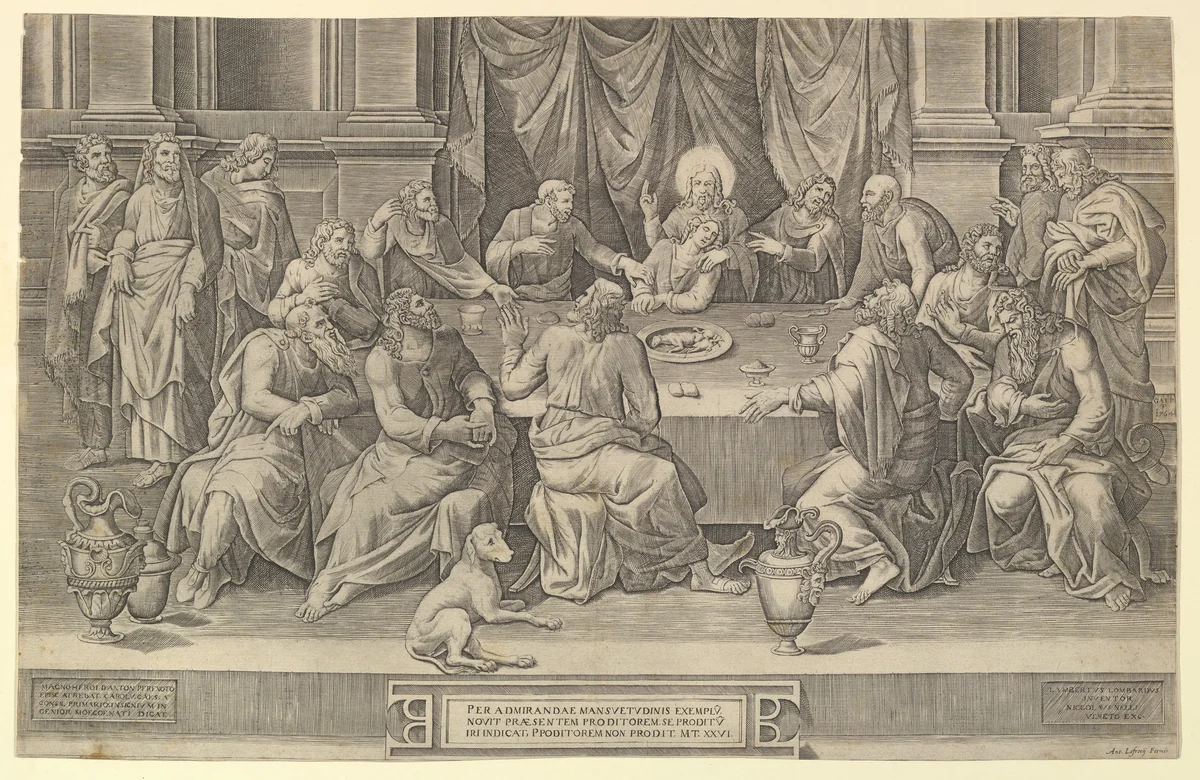 The Last Supper by Gaspare Osello, print, 1564