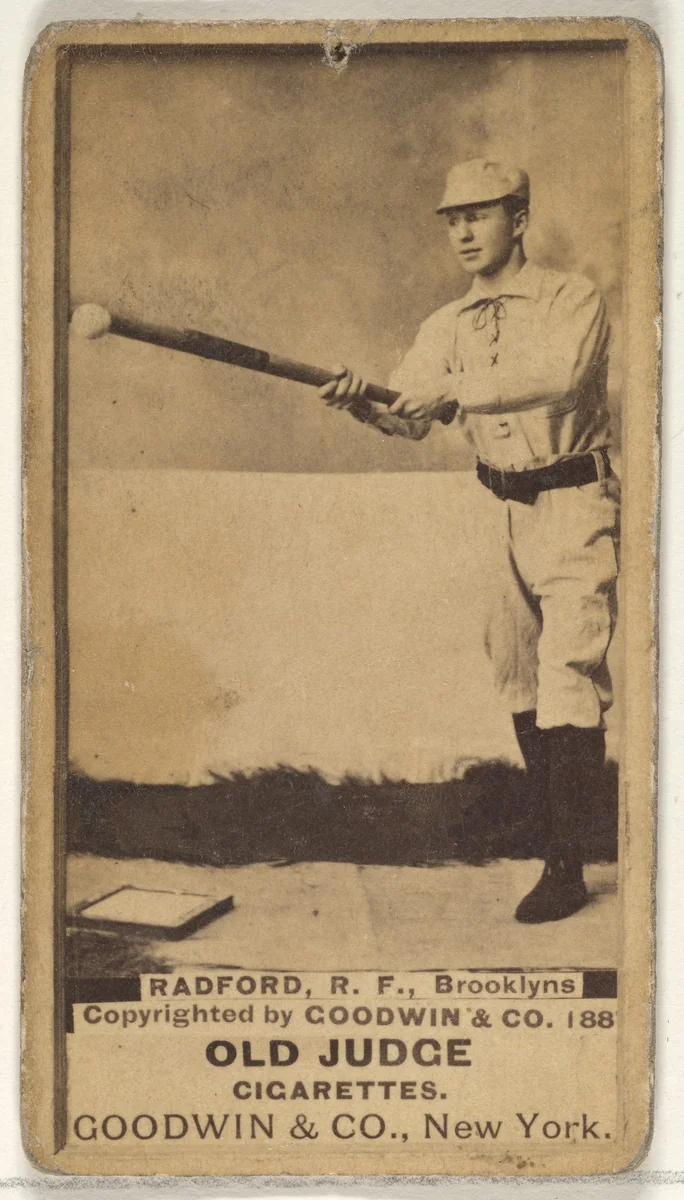 Radford, Right Field, Brooklyn Bridegrooms, from the Old Judge series (N172) for Old Judge Cigarettes by Goodwin & Company, photograph, 1888