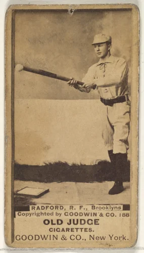Radford, Right Field, Brooklyn Bridegrooms, from the Old Judge series (N172) for Old Judge Cigarettes by Goodwin & Company, photograph, 1888