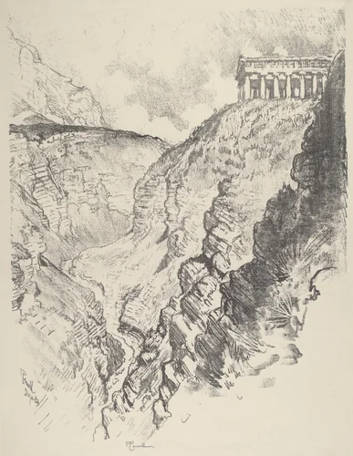 Temple over the Canon, Segesta by Joseph Pennell, print, 1913