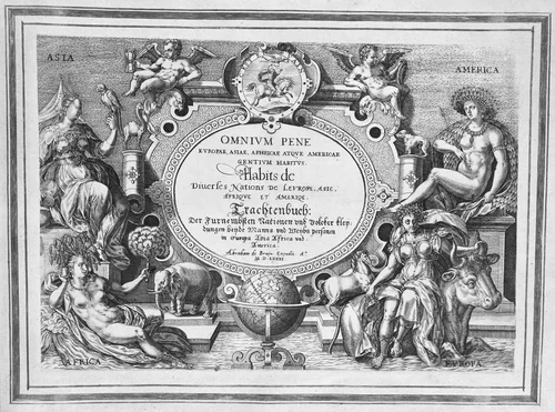 Title Page, "Omnium Pene Europae, Asiae, Aphricae atque Americae Gentium Habitus" by Abraham de Bruyn, book, 1580