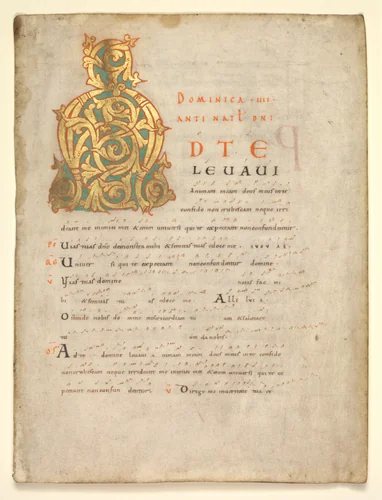 Single Leaf Excised from a Gradual and Sacramentary: Initial A[d te lavavi] by Unknown, manuscript, 1000-1010