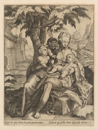 Charity by Goltzius School, print, 1550-1650