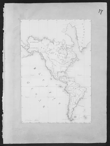 Map of the Western Hemisphere (from Sketchbook) by James McNeill Whistler, artwork, 1851
