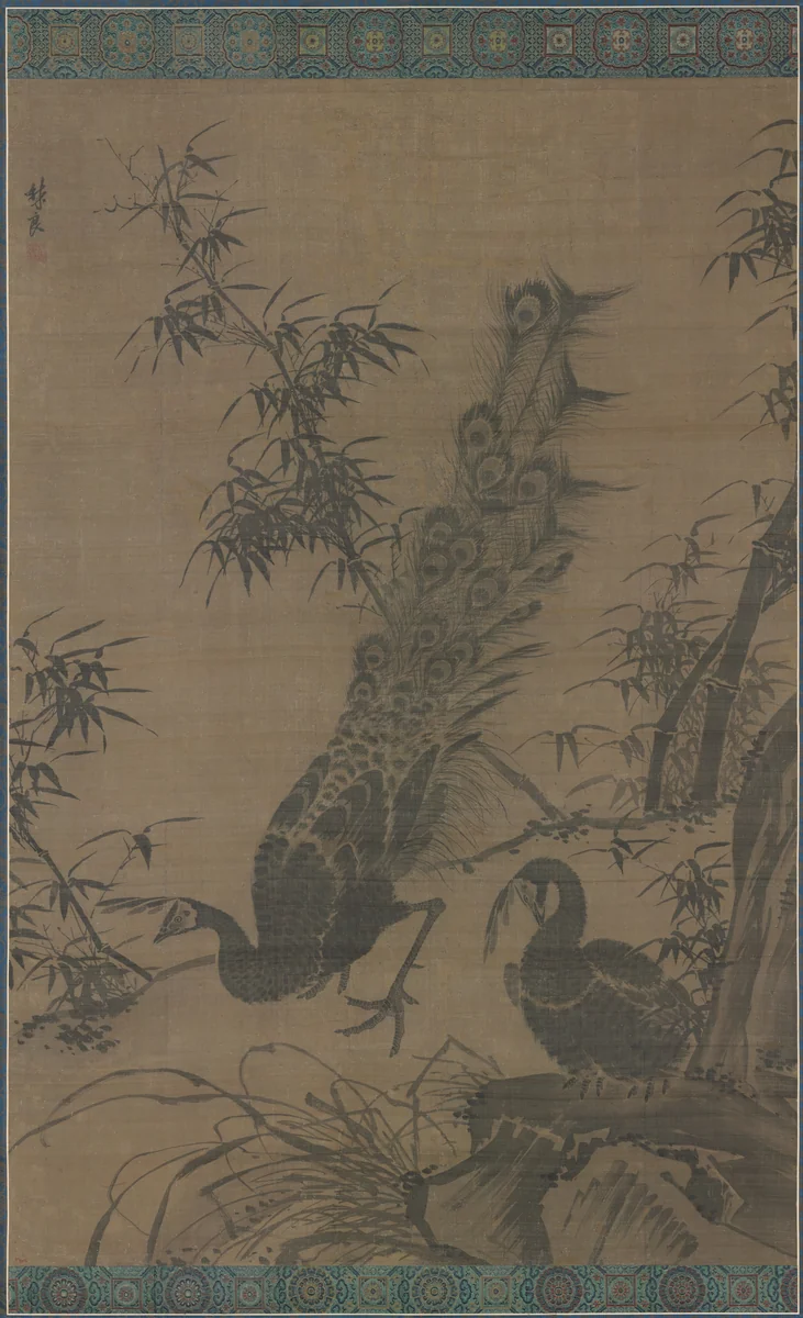 A Pair of Peafowl by Lin Liang, painting, 1485-1505