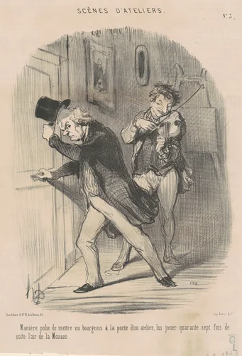 Manière polie de mettre ... a la porte ... by Honoré Daumier, print, 1850