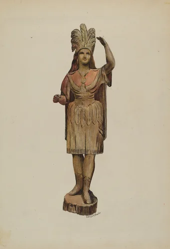 Cigar Store Indian by Mary Edith Brooks, index of american design, 1942