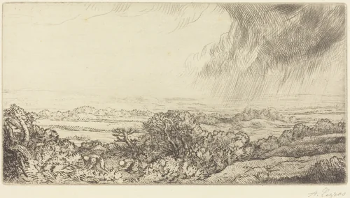 Mushroom Gatherers (Les ramasseurs de champignons) by Alphonse Legros, print, 1837-1911