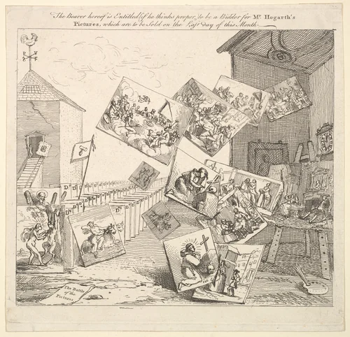 The Battle of the Pictures by William Hogarth, print, 1745