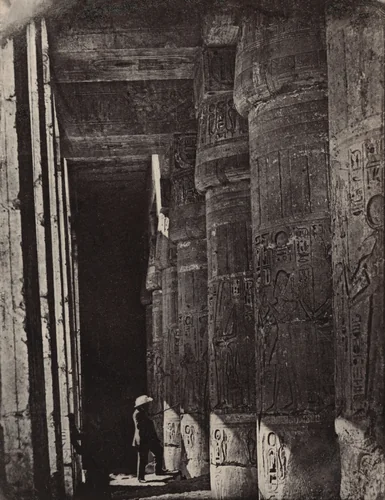 Thèbes, Medinet Habou, Galeries du Palais (Palace Galleries at Medinet Habou, Thebes) by Maxime Du Camp, photograph, 1851