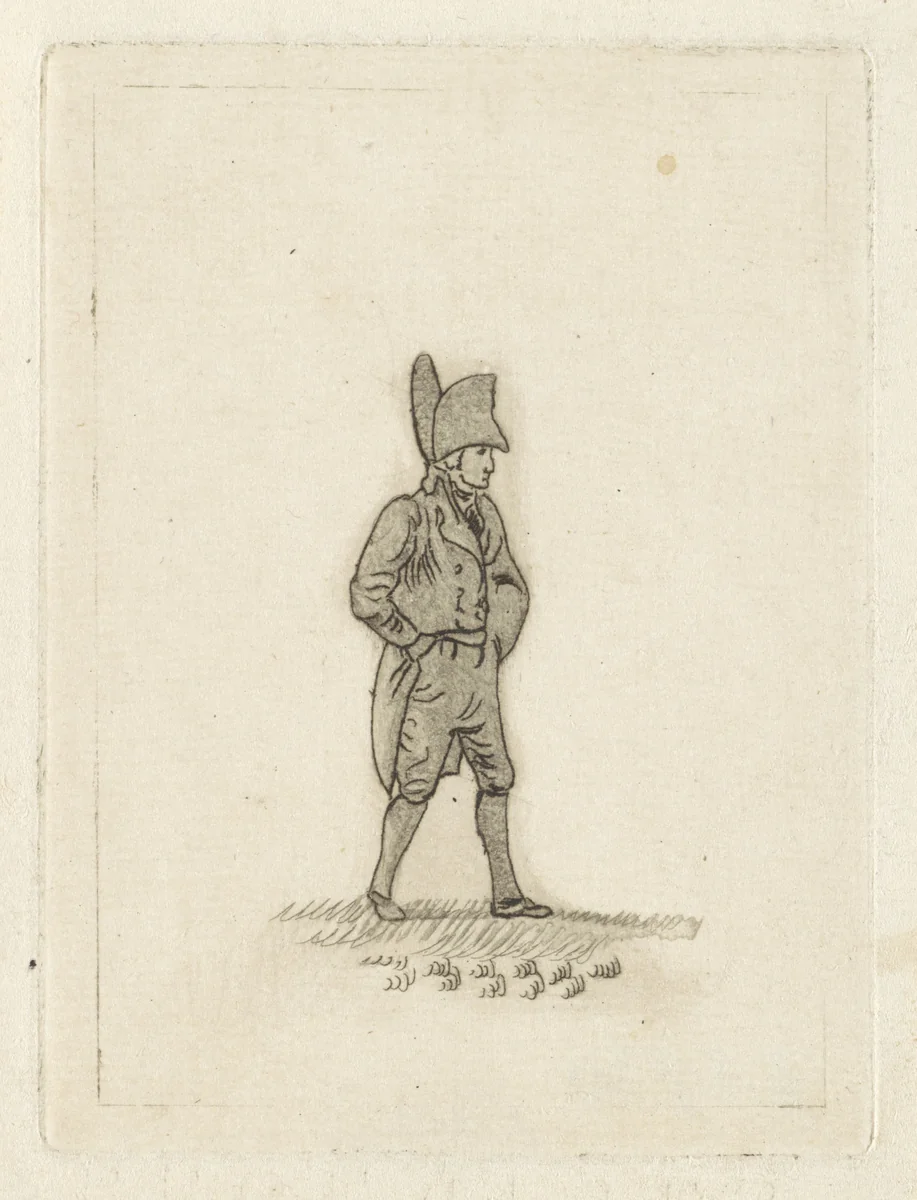 Man met steek op het hoofd by Joannes Pieter Visser Bender, print, 1795-1813