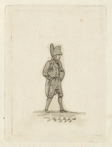 Man met steek op het hoofd by Joannes Pieter Visser Bender, print, 1795-1813