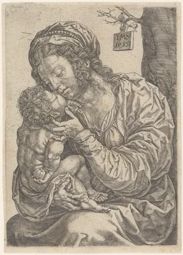 The Virgin and Child Seated at the Foot of a Tree by Jan Gossart, print, 1522