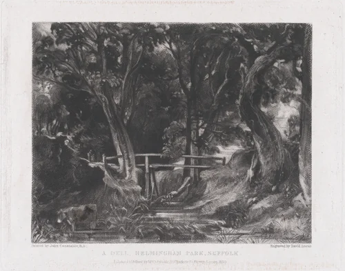 A Dell, Helmingham Park, Suffolk by David Lucas, print, 1830