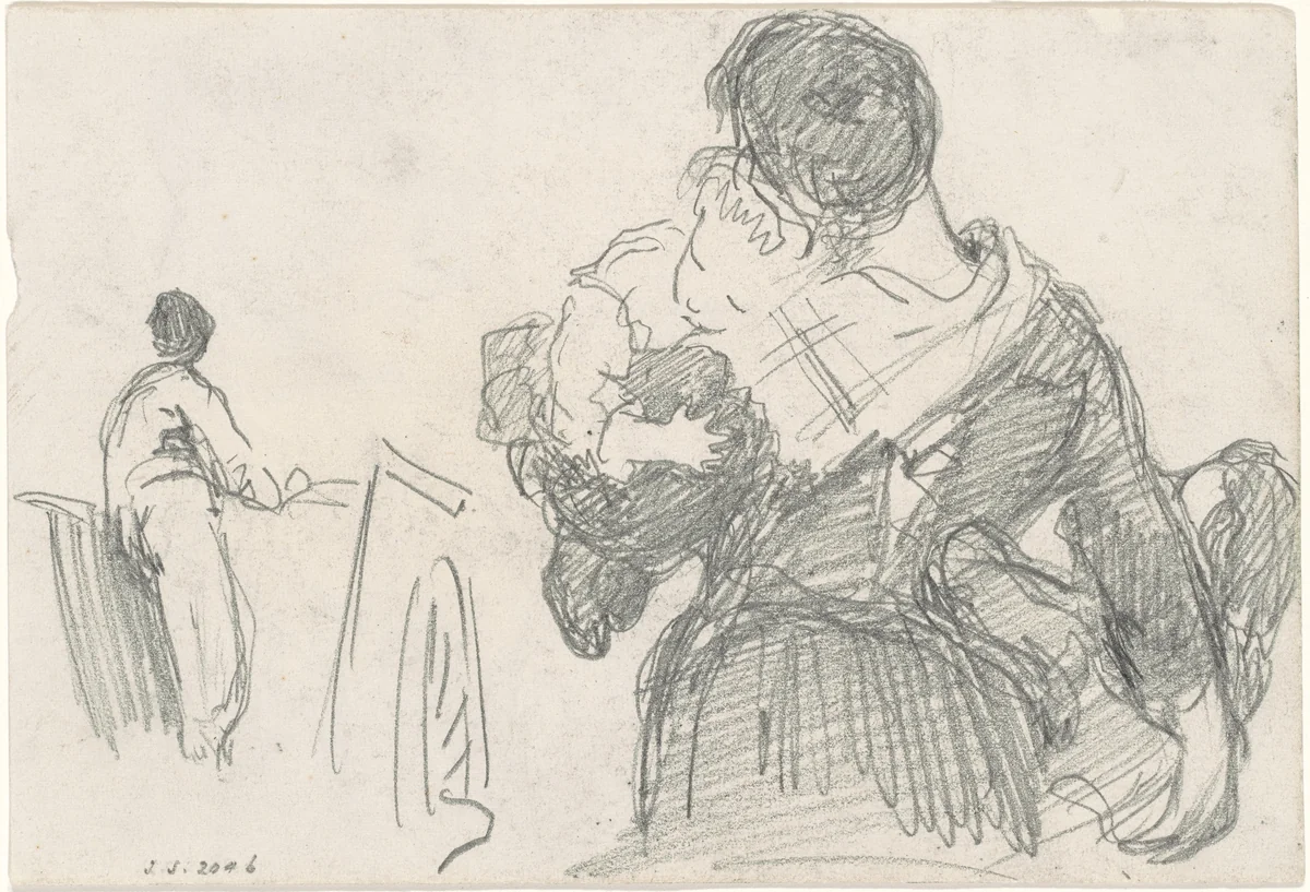 Mother and Child [recto] by John Singer Sargent, drawing, 1871-1872