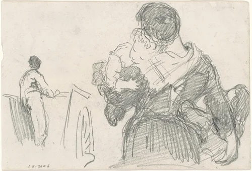 Mother and Child [recto] by John Singer Sargent, drawing, 1871-1872