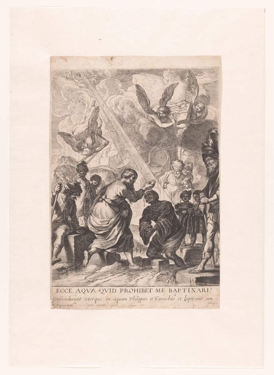 Doop van de kamerling by Claude Vignon, print, 1638-1657