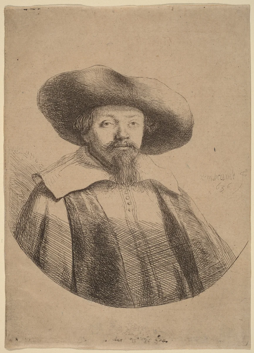 Samuel Menasseh ben Israel by Rembrandt van Rijn, print, 1636