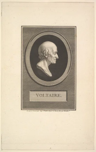 Portrait of Voltaire by Augustin de Saint-Aubin, print, 1801