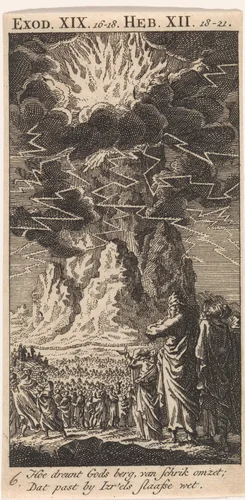 Wetgeving op de berg Sinaï by Jan Luyken, print, 1712