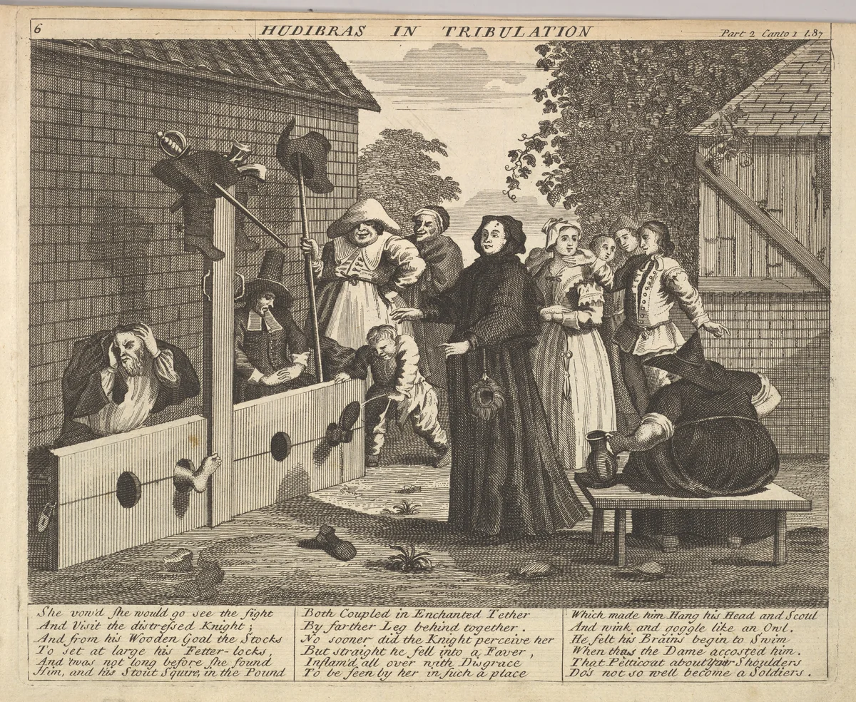 Hudibras in Tribulation (Plate 6: Illustrations to Samuel Butler's Hudibras) by William Hogarth, print, 1725-1730