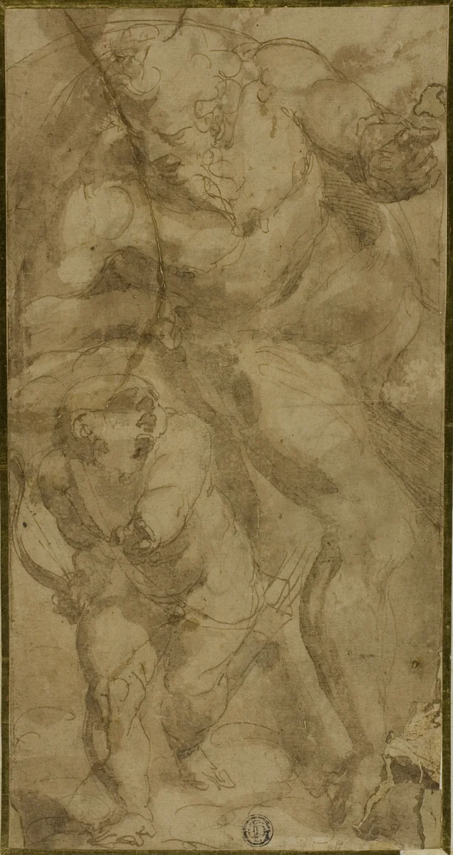 Mars and Cupid by Luca Cambiaso, drawing, 1545-1555