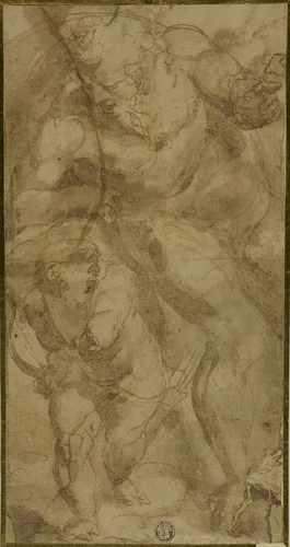 Mars and Cupid by Luca Cambiaso, drawing, 1545-1555