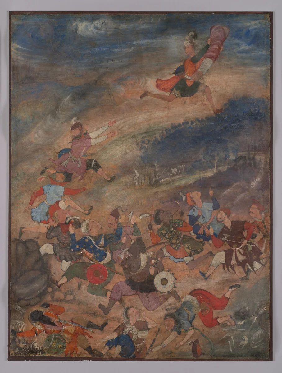 "Khwaja Umar Saved from Pursuers," Folio from the Hamzanama (The Adventures of Hamza) by Kesu Das, manuscript, 1540-1595