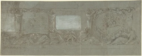 Design for a Wall Decoration with the Sacrifice of Abraham and the Flight into Egypt by Giovanni Lanfranco, drawing, 1582-1647