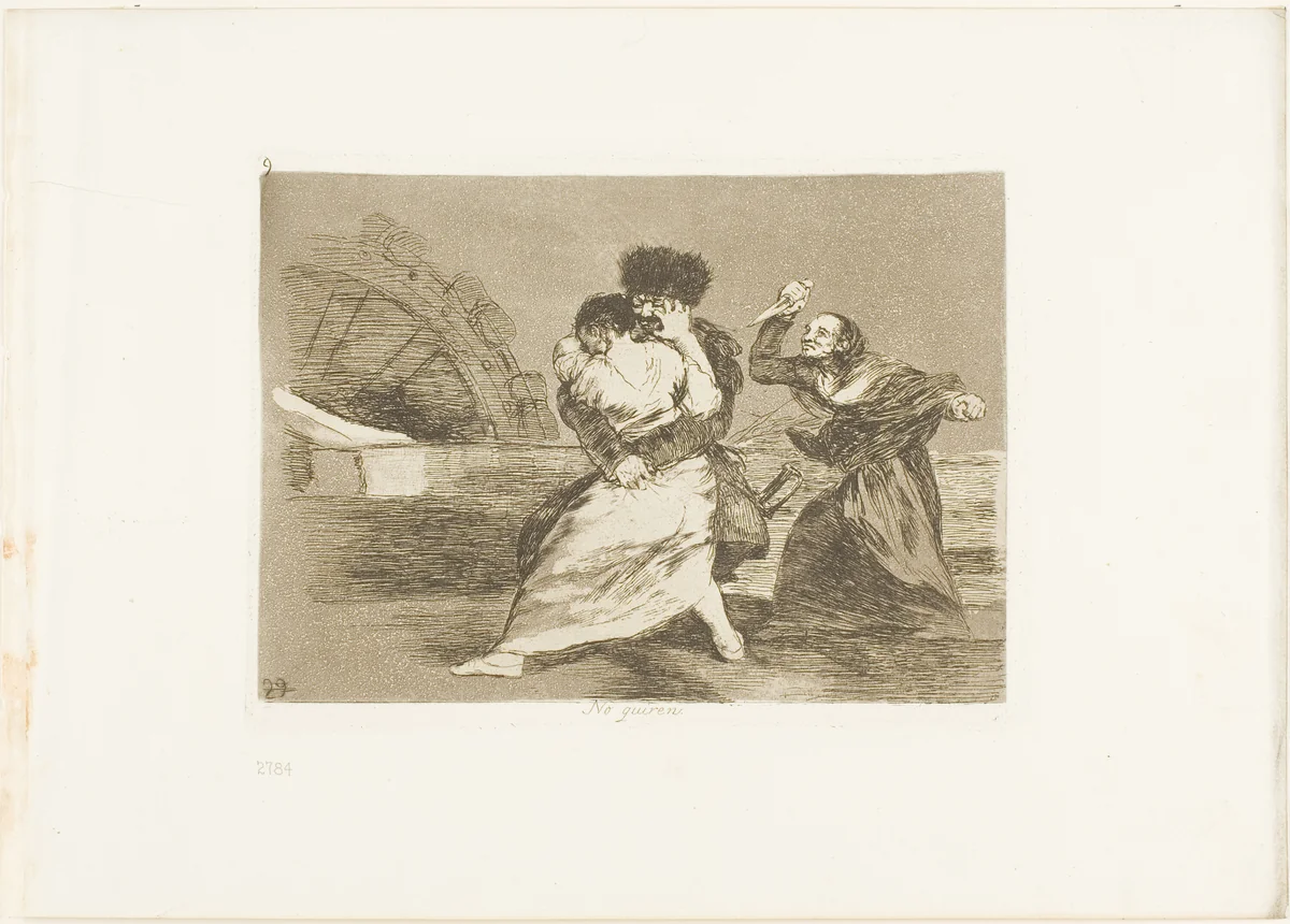 They Don't Like it, plate nine from The Disasters of War by Francisco José de Goya, print, 1810-1815