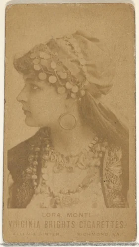 Lora Monti, from the Actors and Actresses series (N45, Type 1) for Virginia Brights Cigarettes by Allen & Ginter, photograph, 1885-1891